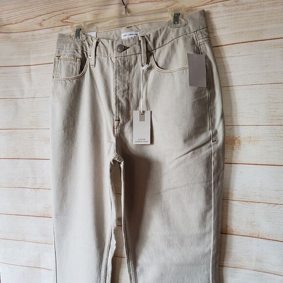 Good American High-Rise 5-Pocket Styling 100% Cotton Jeans in Bone001 - Picture 2 of 8